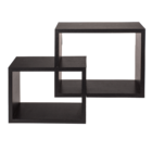 Etagère murale en bois noir, set de 2 pcs,
