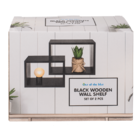Etagère murale en bois noir, set de 2 pcs,