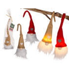 Fabric Christmas gnome with LED (incl. battery),