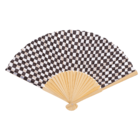 Fan, checked, 21 cm, bamboo,