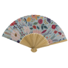 Fan, Flowers, 21 cm, bamboo,