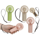 Fan with lanyard, 6 x 3.5 x 12.5 cm,