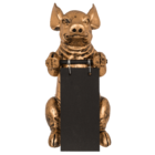 Figura decorativa dorada, cerdo con tablilla,