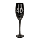 Flûte de champagne en noir avec inscription,