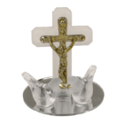 Glass cross with doves, 2 colours ass., 4 x 5 cm,