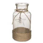 Glass vase, with jute decoration,