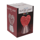 Glitter-Leuchte „Herz“, mit rotem Glitter,