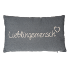 Grey coloured decoration cushion, Lieblingsmensch,