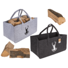 Grey felt bag for wood, deer,