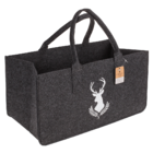 Grey felt bag for wood, deer,