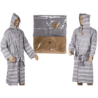 Grey/white hamam bath robe, size L,