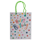 Hellgraue Papier-Geschenktüte, Happy Birthday,