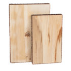 Holz-Tablett mit Baumrinde, 2er Set,