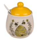 Honey & sugar pot with lid & spoon, Bee,