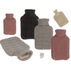 Hot water bottle with knitted cover, Cable Stitch,