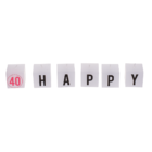 Insieme di candele con scritta, Happy 40 Birthday,