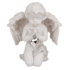 Kneeling polyresin angel with crystal heart,