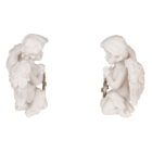 Kneeling polyresin angel with silver coloured,