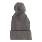 Ladies beanie with fake pur pompom,