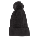 Ladies beanie with fake pur pompom,