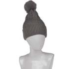 Ladies beanie with fake pur pompom,