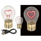 Lampadina LED, cuore, inclusa batteria al litio ri