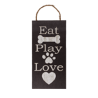 Letrero de madera, Eat, Play, Love,