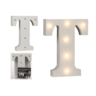 Lettera di legno illuminata T, con 6 LED,