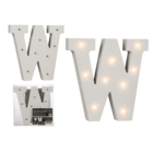 Lettera di legno illuminata W, con 9 LED,