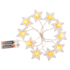 Light chain, wooden star with 10 warm white LED