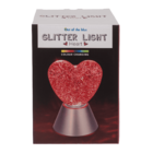 Luce glitterata "Cuore", con glitter rossi