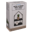 Metal-/wooden wall shelf, with 2 floors,
