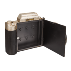 Metal key box, camera with clock,