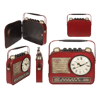 Metal key box, Radio with clock,