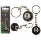 Metal key chain, Pool Ball Black 8,