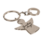 Metal key chain with trolley coin,