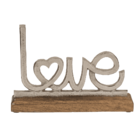 Metal lettering with wooden base, Love,