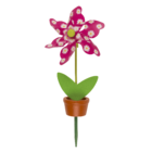 Moulin à vent multicolore dans un pot à plantes