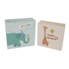Multicoloured gift boxes, Birthday animals,