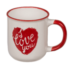 New bone china mug, red heart & I love you,