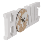 Orologio bianco in legno, con motivo Mappamondo,