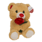 Orso di peluche con rosa, 18 cm