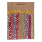 Paper gift bag, ballooons & candles,