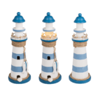 Phare en bois avec LED, env. 10 x 30 cm,