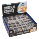 Piedras minerales, en caja de plástico con lupa,