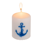 Pillar candle, anchor,
