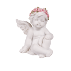 Polyresin angel with pink rosary,