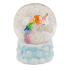 Polyresin glitter globe, unicorn on cloud,