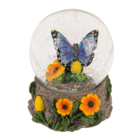 Polyresin glitter globe,Butterfly, on base,
