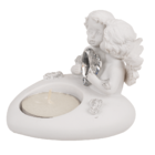 Polyresin heart tealight holder with double angel